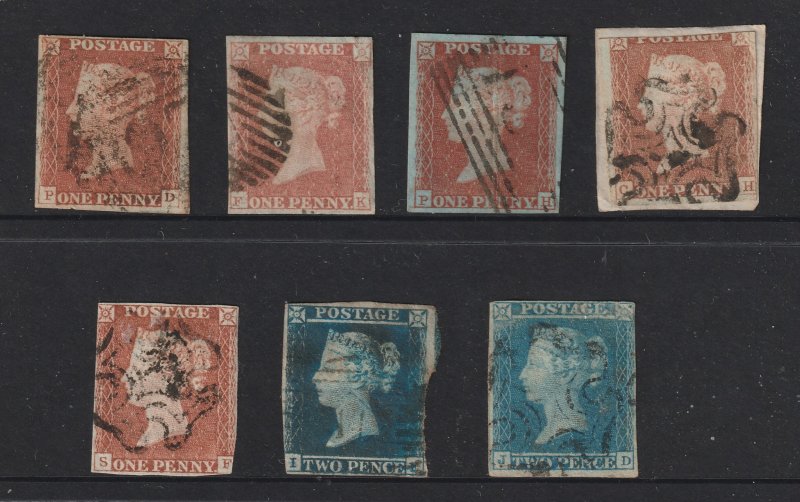 Great Britain x 5 imoerf 1d res/brown & 2 imperf 2d  from 1841