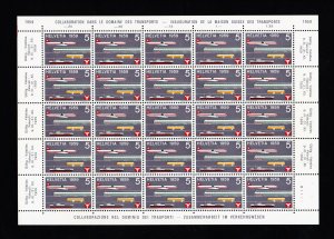 SWITZERLAND 1959 SCOTT #370 TRANSPORTATION 5¢ (SHEET OF 25) MNH-OG