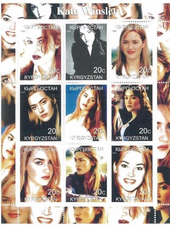 KATE WINSLET Mini Sheet of 9 MNH  Kyrgyzstan - E10