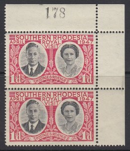 SOUTHERN RHODESIA, Scott 66, MNH control pair