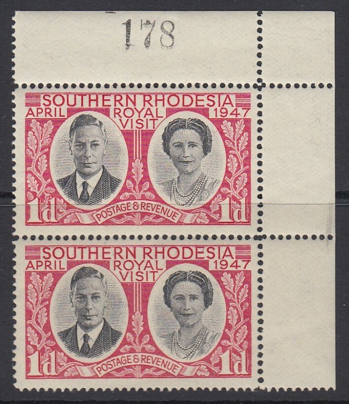 SOUTHERN RHODESIA, Scott 66, MNH control pair