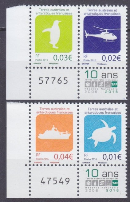 2016 French Antarctic Territory 928-931Paar+Tab Turtle, Penguin, Ship