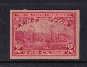 1909 HUDSON FULTON 2c carmine Sc 373 imperf MHR OG single CV $20 (3J