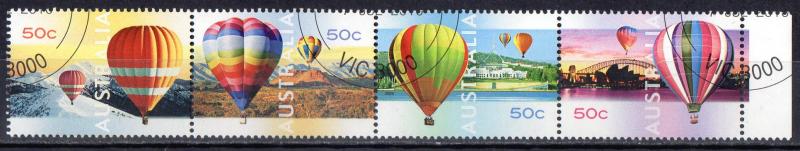 Australia 2008 Hot Air Balloons Strip of 4 CTO