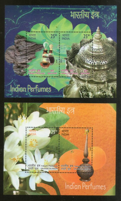 India 2019 Indian Perfumes Agarwood Orange Blossom Flower Fragrance Stamps M/sMN