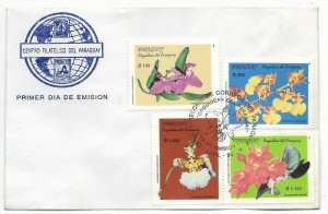PARAGUAY 1996 ORCHIDS FLOWERS FLORA 4 VALUES ON FDC MULTI COLOR OFFICIAL COVER