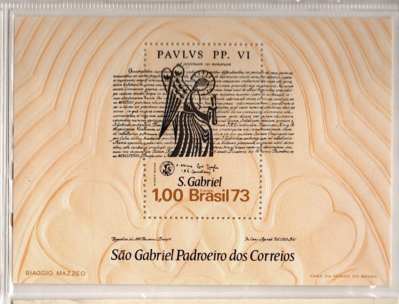 Brazil Scott 1308 St Gabriel Souvenir Sheet NH   wb