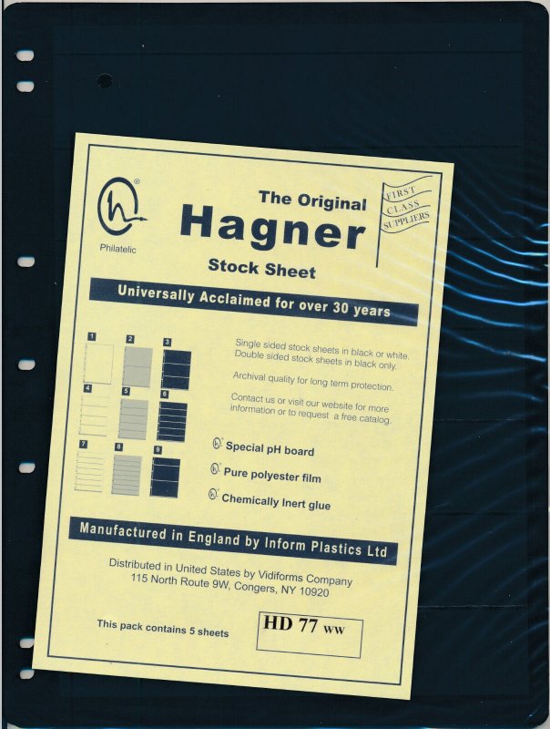 25 HAGNER 7 Pocket BLACK STOCK SHEETS - 5 Packages of 5 - DOUBLE-Sided  B77 