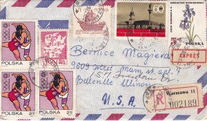 Poland 1969-72 15 Covers. Correspondence Warsaw to Illinois.With Content.