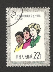 CHINA - USED STAMP, 22f - 50th ANNIV OF INTERNATIONAL WOMEN'S DAY - 1960.