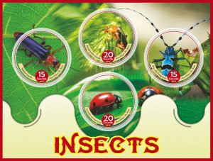 Stamps. Insects, beetles 2019 year 1+1 sheets perforated