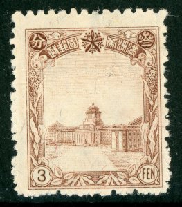 China 1936 Manchukuo 3 Fen Chocolate Scott #87 Mint N146 ⭐⭐⭐⭐⭐