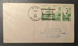 1935 USS Widgeon at Lahaina, Hawaii Navy Cover to Gloversville, New York