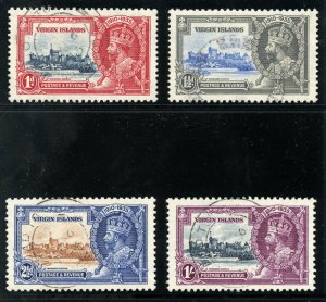 British Virgin Is 1935 KGV Silver Jubilee set complete VFU. SG 103-106. Sc 69-72