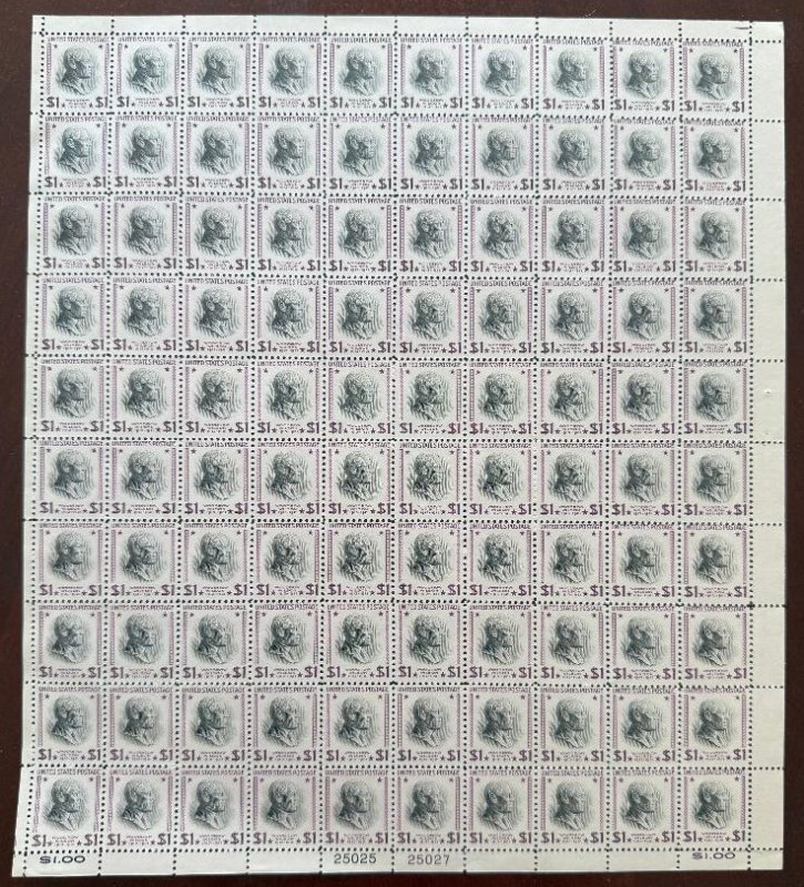 USA #832c VF OG NH, $ 1.00 Wilson, fresh sheet of 100, SUPER TOUGH TO FIND!
