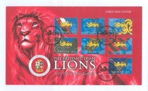 New Zealand 2725 2017 The British & Irish Lions rugby team tour: set of seven stamps taken from the sheet on one unaddressed c