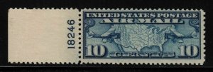 1926 Sc C7 AIRMAIL 10c blue MNH plate number single Hebert CV $14 (17