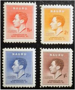 BRITISH NAURU ISLAND 1937 SCOTT 35 - 38. UNUSED. COMPLETE SET