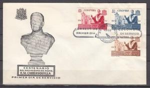 Colombia, Scott cat. 696, C315-C316. Msgr. Carrasquilla issue. First day cover.