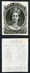 Nova Scotia 12.5c Proof in Black on India Paper Very Fine