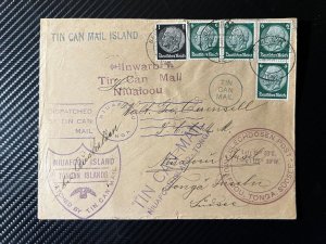 1930s Germany Tin Can Canoe Mail Cover Berlin to Niaufoou Island Tonga