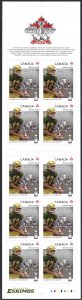 Canada #2570a P Edmonton Eskimos (2012). Booklet of 10 stamps. MNH