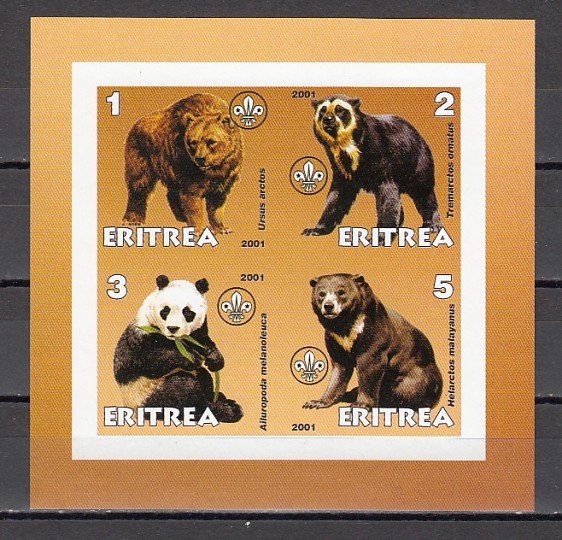 Eritrea, 2001 Cinderella issue. Bears on an IMPERF sheet of 4. ^