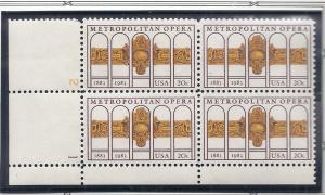 US #2054  $0.20 Metropolitian Opera  PB of 4 (MNH) CV $2.00