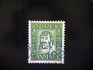 Denmark, Scott #165, used (o), 1924, King Christian IV, 10ö, green