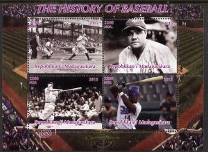MADAGASCAR - 2015 - History of Baseball - Perf 4v Sheet - MNH -Private Issue