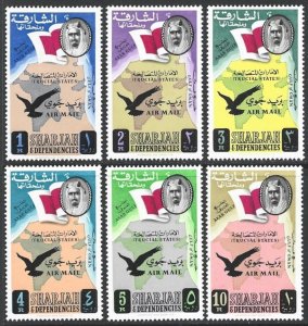 Sharjah | 1963 UAE Sheik, Flag & Map Set Scott #C1-C6 VF-H CV $30.90-