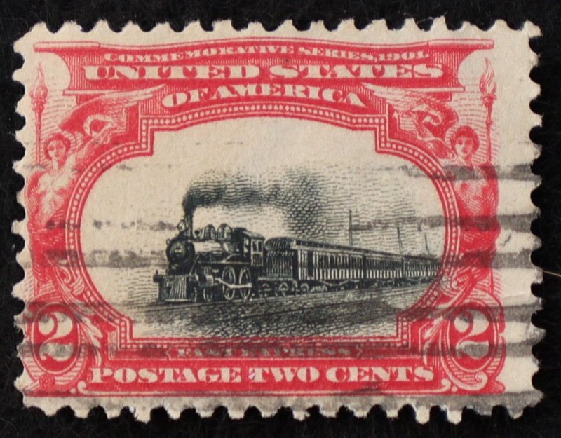 U.S. Used Stamp Scott #295 2c Pan-American. EFO: Low and Slow Vignette Shift