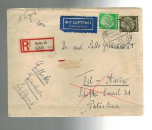 1938 Berlin Germany Cover to Tel aviv Palestine James Rubin to Dr Goldschmidt