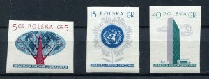 POLAND 1957 UNITED NATIONS SCOTT 761-763 IMPERF PERFECT MNH