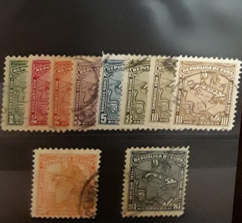 O) 1914 CUBA - SPANISH ANTILLES, MAP - COMPLETE SET USED - SC 253 - 262 XF