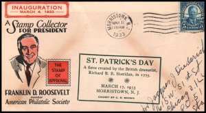 US St Patrick's Day 1933 Cover