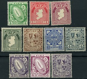 Ireland #106-115 Coat of Arms Map Sword of Light Postage Stamps 1940-1942 MLH