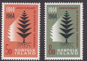 Norfolk Island # 66-67, Symbolic Pine Tree, Hinged