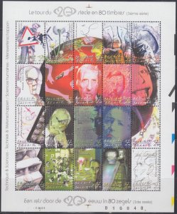 BELGIUM Sc# 1781a-t MNH SHEET of 20 - THE MILLENNIUM, WITH 20TH CENTURY EVENTS