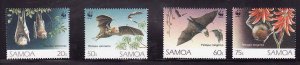 Samoa-Sc#827-30- id7-unused NH set-Bats-WWF-1993-