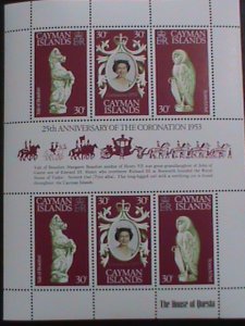 ​Cayman Island Stamp:1953-25th anniversary-Queen Elizabeth II-mnh: S/S sheet