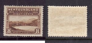Newfoundland-Sc#99-unused NH og 8c bistre brown Mosquito-perf 14-1911-Nwf387-S/H