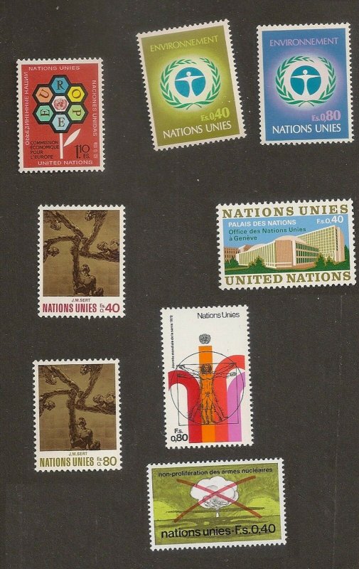 United Nations 22-29 Geneva Souvenir Folder (8 stamps) 1972