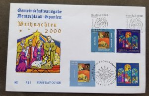 *FREE SHIP Germany Spain Joint Issue Christmas 2000 Natal (FDC) *dual PMK *rare