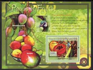 GUINEE GUINEA SHEET MNH TURKEYS FRUITS PEACOCKS DINDES BIRDS