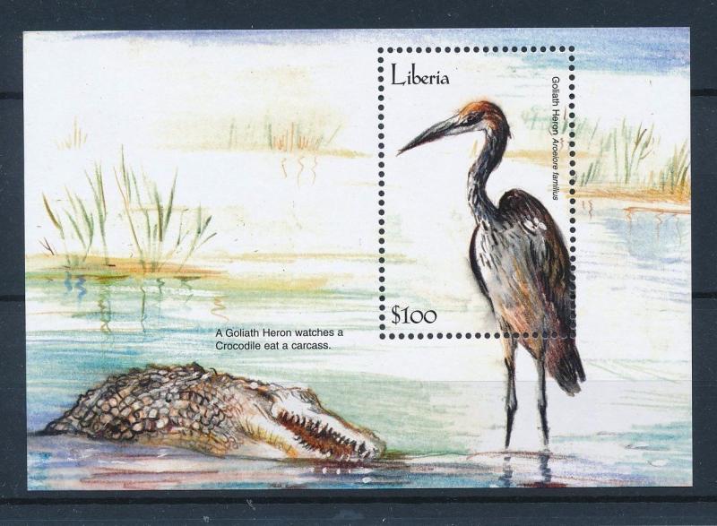[36050] Liberia 2001 Birds Vögel Oiseaux Ucelli  Crocodile MN Sheet