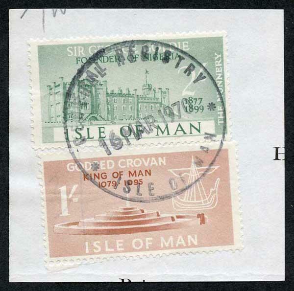 Isle of Man 2/- Green and 1/- Brown QEII Pictorial Revenues CDS On Piece