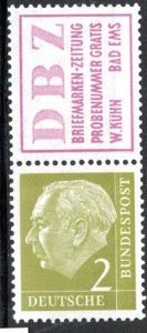 Germany Bund Scott # 702, label R3, mint nh, se-tenant, S15