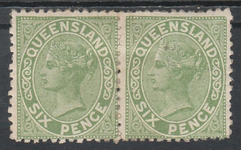 QUEENSLAND 1882 QV 6D PAIR PERF 12