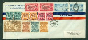 PHILIPPINES(MANILA)-USA(HONOLULU 1936 AIR MAIL MULTI-STAMPED COVER